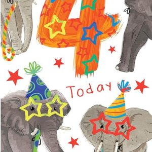 Boys 4 year old birthday card Elephant design