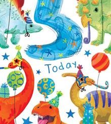 Boys 5 year old Birthday Card Dinosaur design